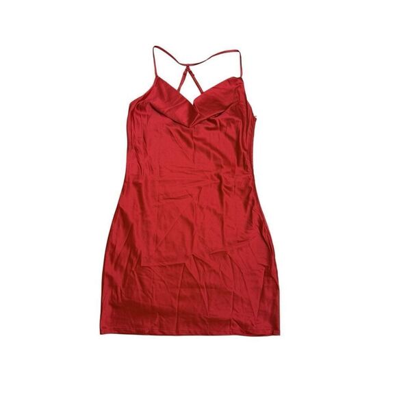 WYLDR superstitious cowl neck slip red mini dress small - Picture 2 of 7